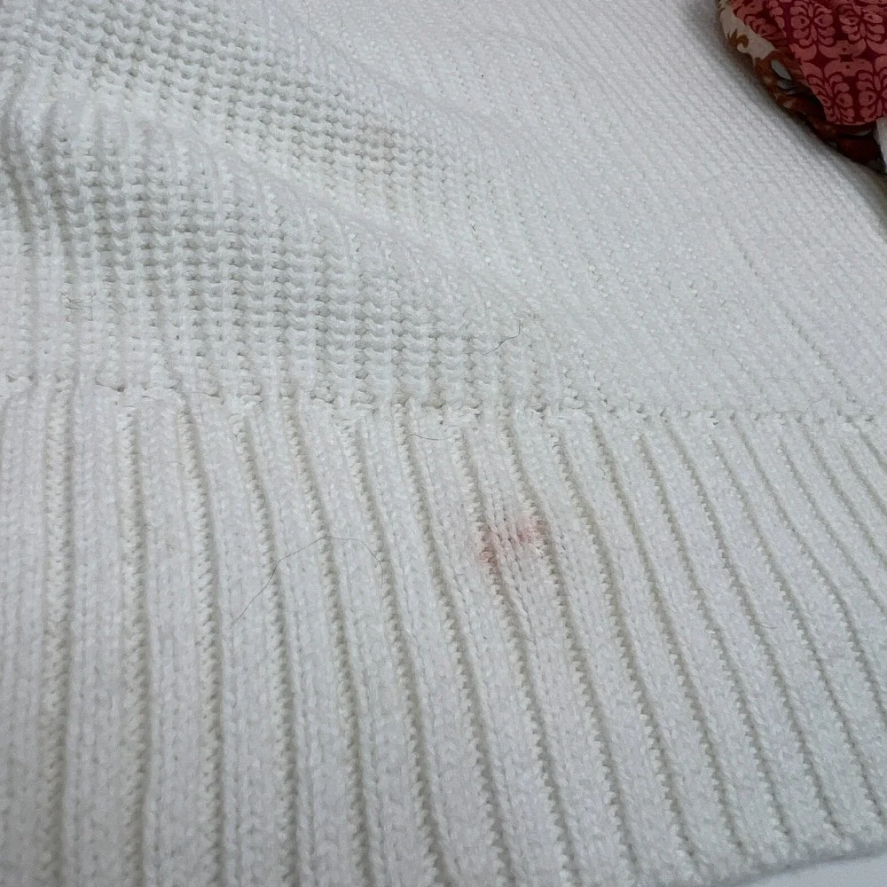 Fate Cream Knit Patchwork Bubble Sleeve Pullover Sweater Size Small NEW - Picture 10 of 16